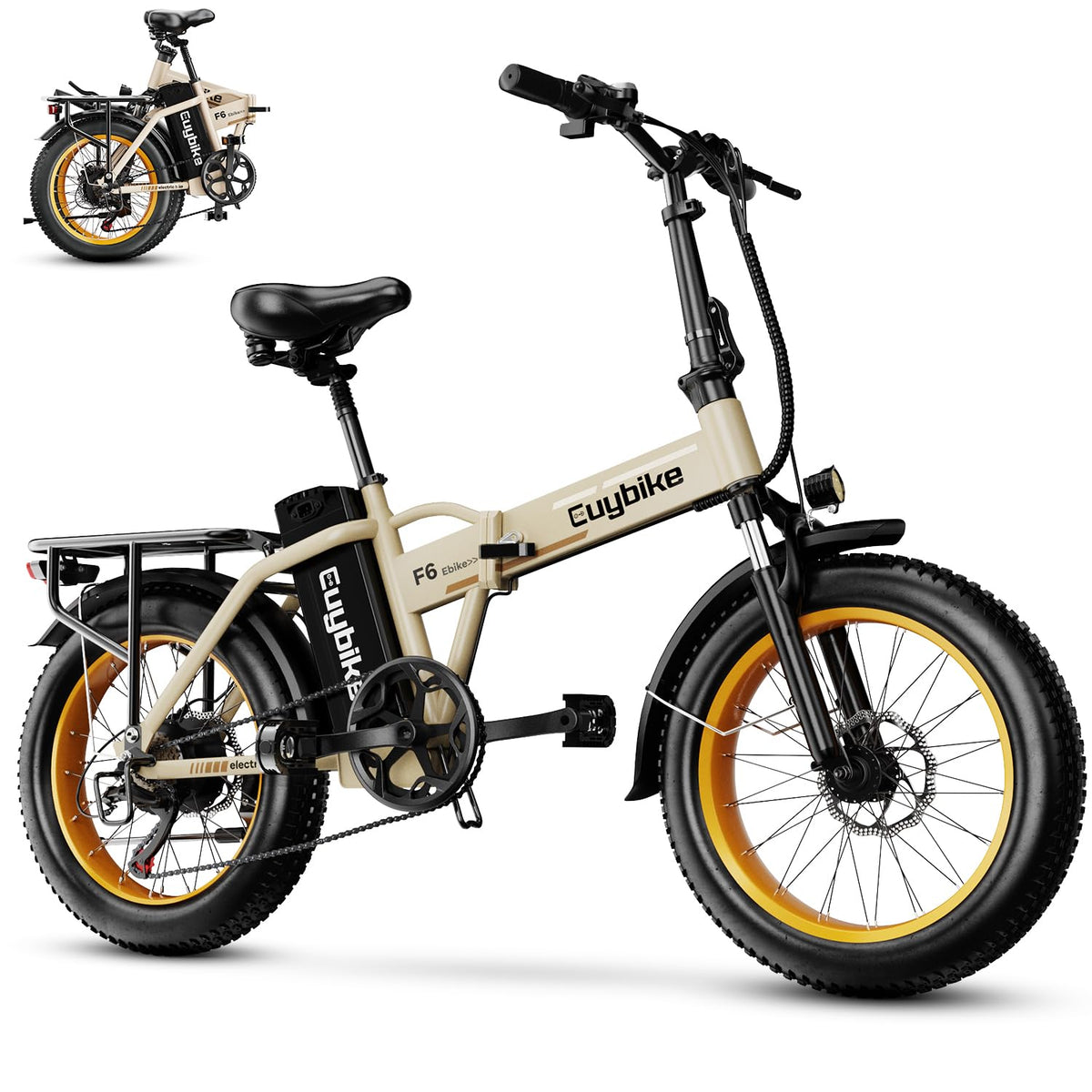 EUYBIKE Foldable Electric Bike for Adults, 48V 20Ah Removable Lithium Battery up to 80Miles, 20