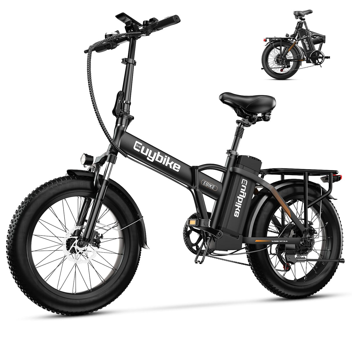 EUYBIKE Foldable Electric Bike for Adults, 48V 20Ah Removable Battery up to 80Miles, 20