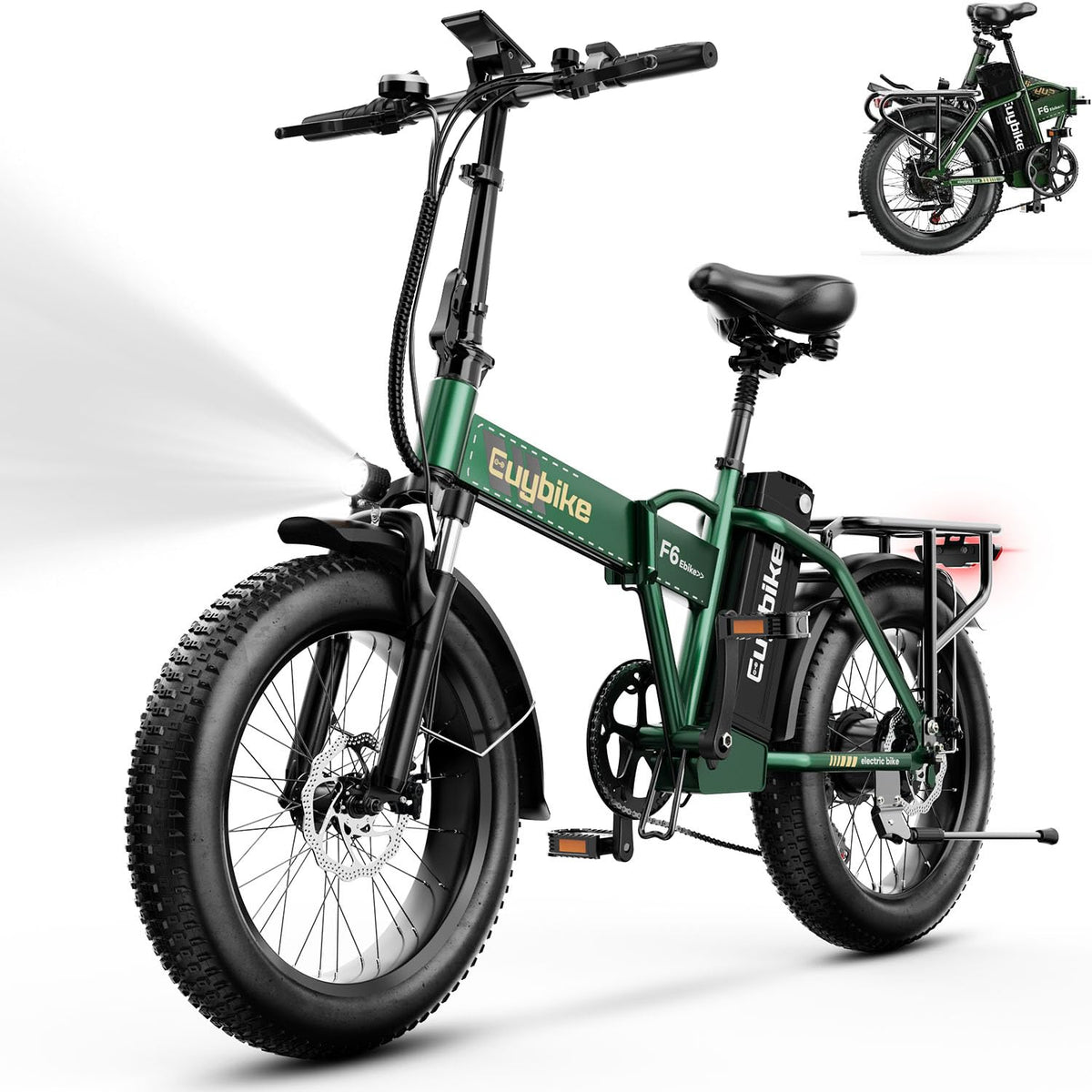 EUYBIKE Foldable Electric Bike for Adults, 48V 20Ah Removable Lithium Battery up to 80Miles, 20