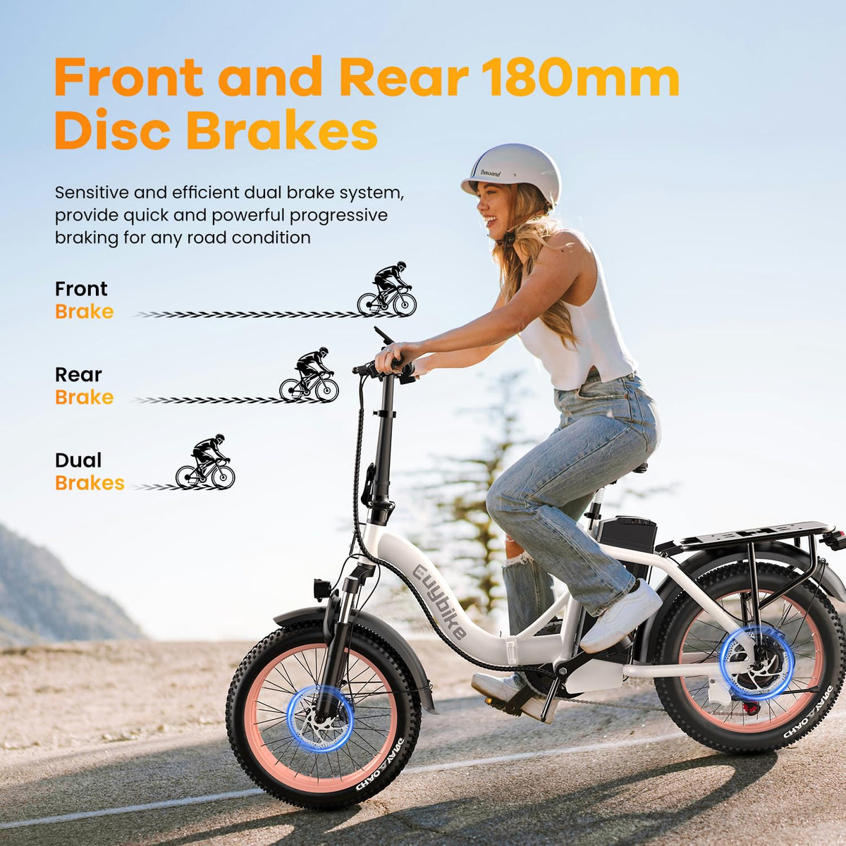 Folding Electric Bike for Adults with 1000W Peak Motor, 48V 20AH Battery up to 80 Miles, 20