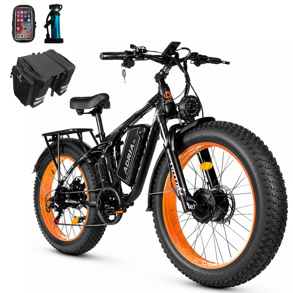 Adria26 Peak 5000W/6000W Dual Motor Ebike, 40-46MPH Electric Bike for Adults, 26