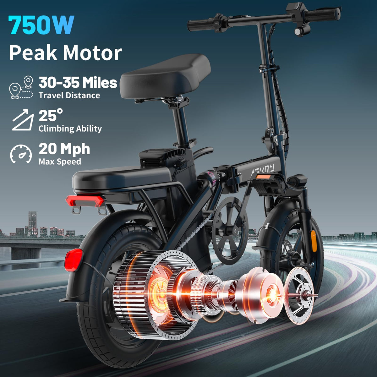 Folding Electric Bike for Adults and Teens, 14