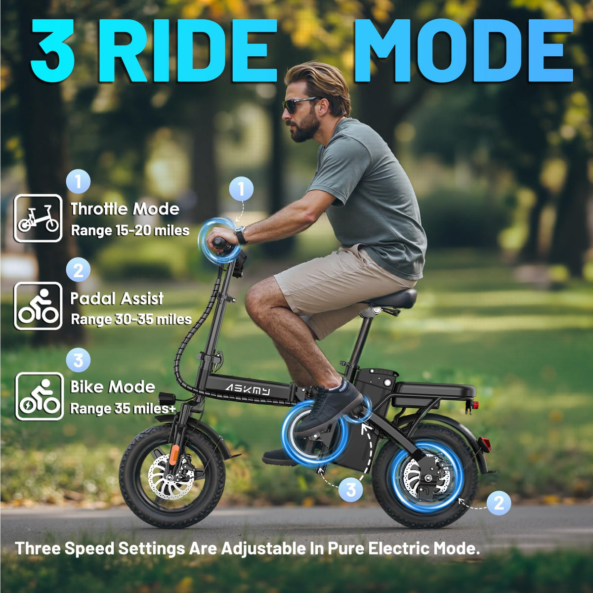 Folding Electric Bike for Adults and Teens, 14