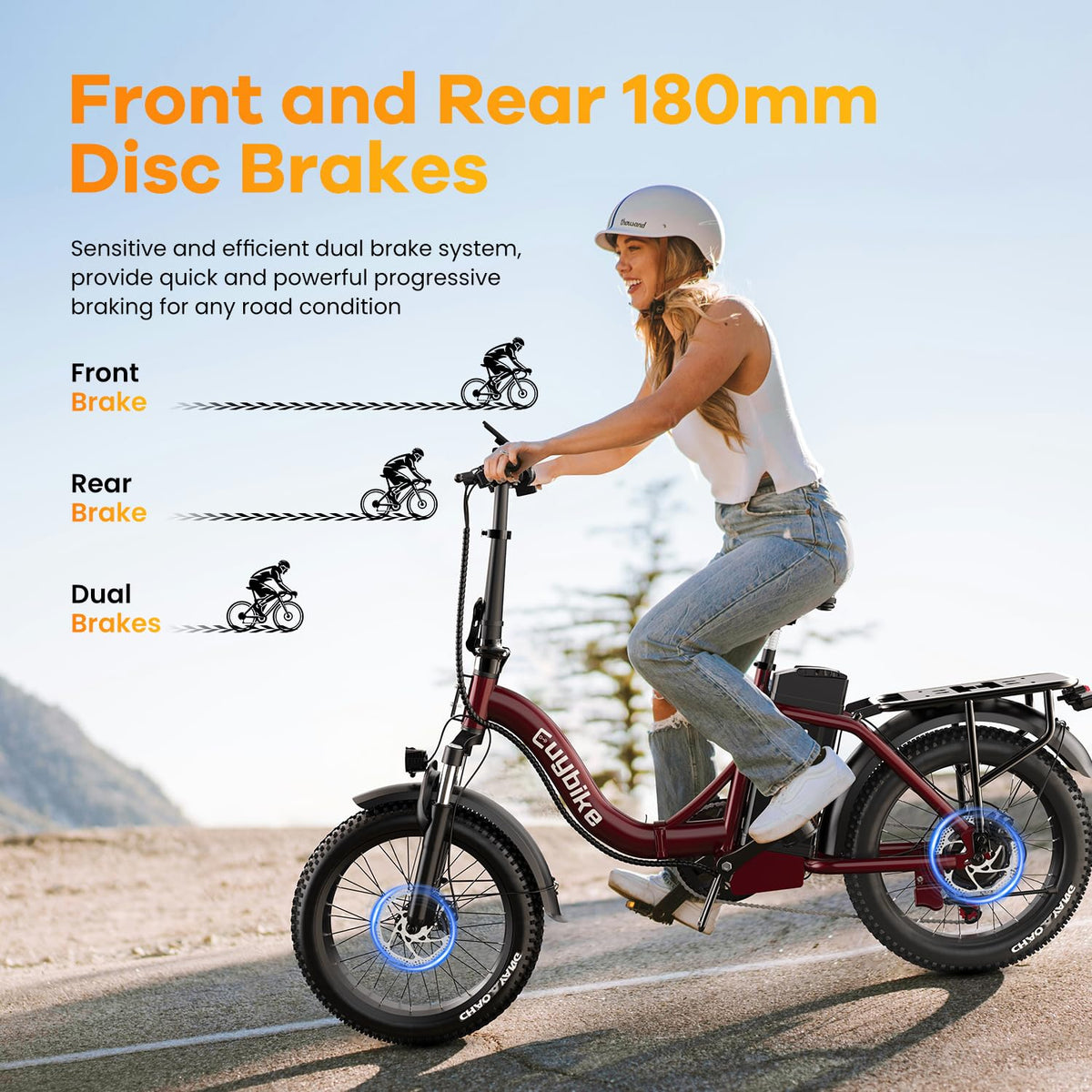 Folding Electric Bike for Adults with Peak 1000W Motor, 48V 20AH Battery up to 80 Miles, 20