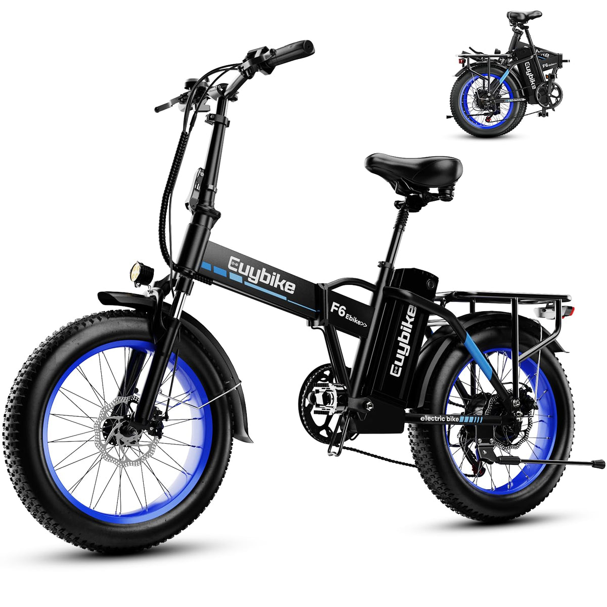 EUYBIKE Foldable Electric Bike for Adults, 48V 20Ah Removable Lithium Battery up to 80Miles, 20