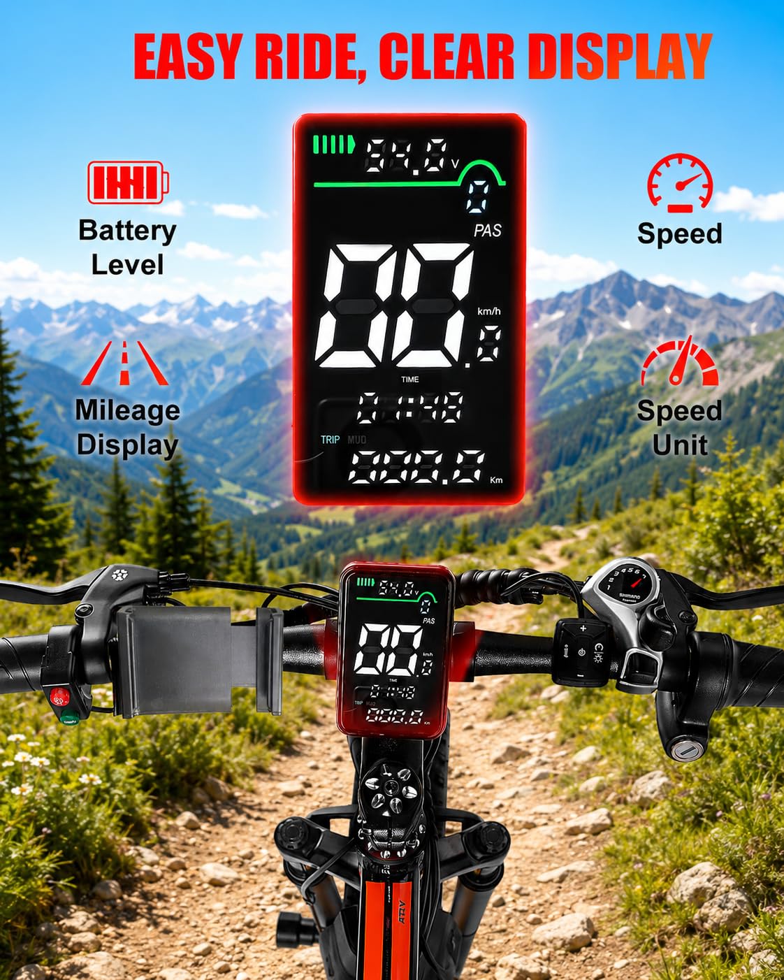 EOEOTWO Electric Bike for Adults, 1500W Peak E-Bikes, 26