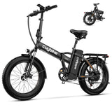 EUYBIKE Foldable Electric Bike for Adults, 48V 20Ah Removable Battery up to 80Miles, 20" Fat Tire 1000W Dirt Ebike