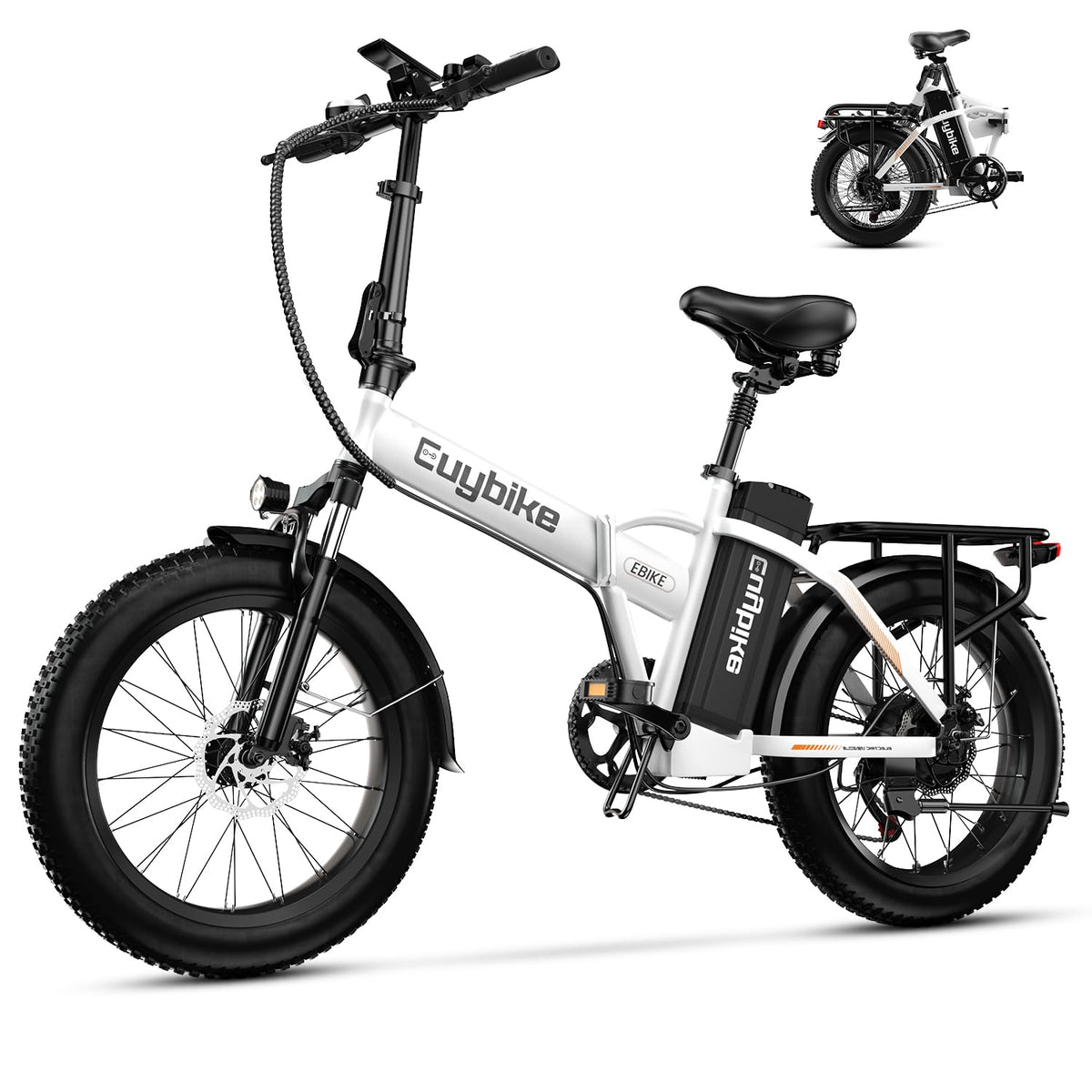 EUYBIKE Foldable Electric Bike for Adults, 48V 20Ah Removable Battery up to 80Miles, 20