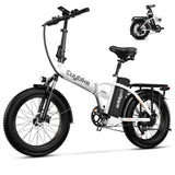 EUYBIKE Foldable Electric Bike for Adults, 48V 20Ah Removable Battery up to 80Miles, 20" Fat Tire 1000W Dirt Ebike