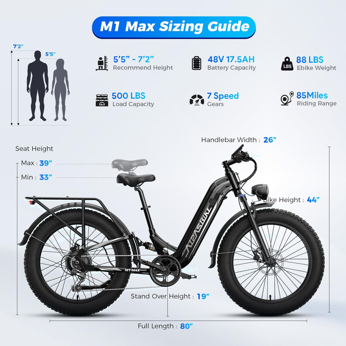 Aipas M1 Max Electric Bike for Adults, 26