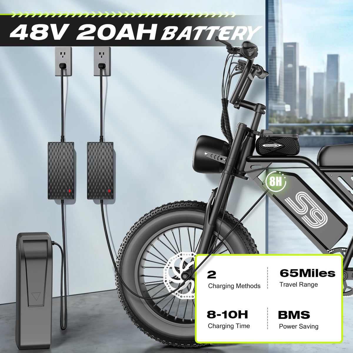 ASKGO Electric Bike for Adults Teens, 2500W Peak, 28/36 Mph & 65 Miles, 16/20