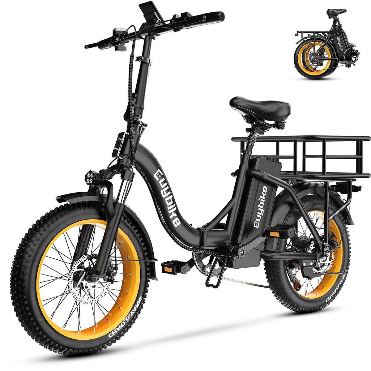 EUYBIKE Folding Electric Bike for Adults with Peak 1000W Motor, 48V 20AH Battery up to 80 Miles, 20