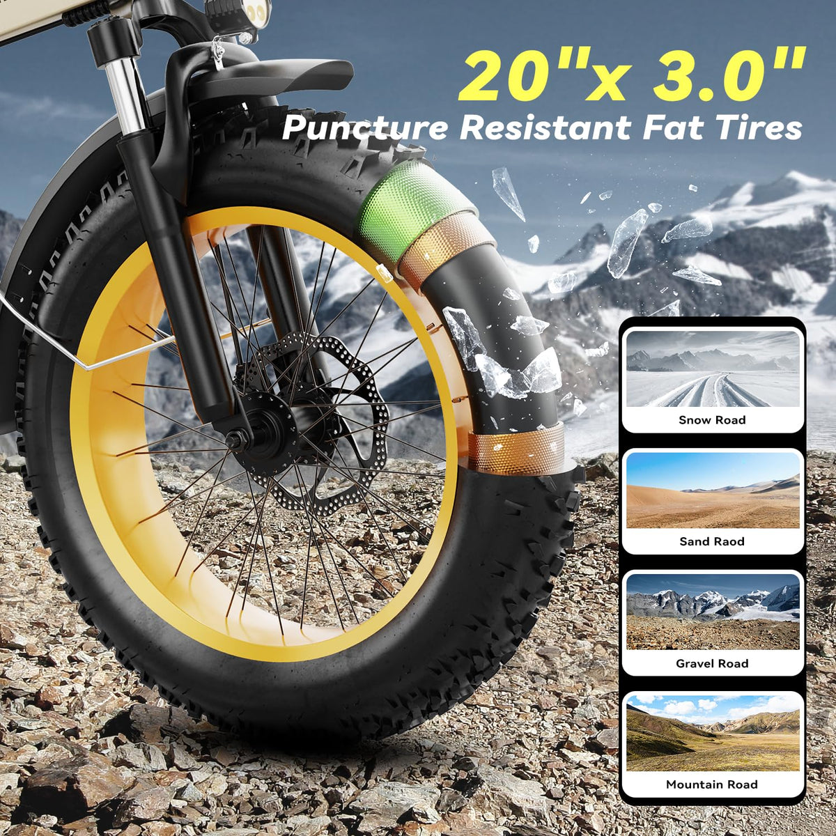 EUYBIKE Foldable Electric Bike for Adults, 48V 20Ah Removable Lithium Battery up to 80Miles, 20