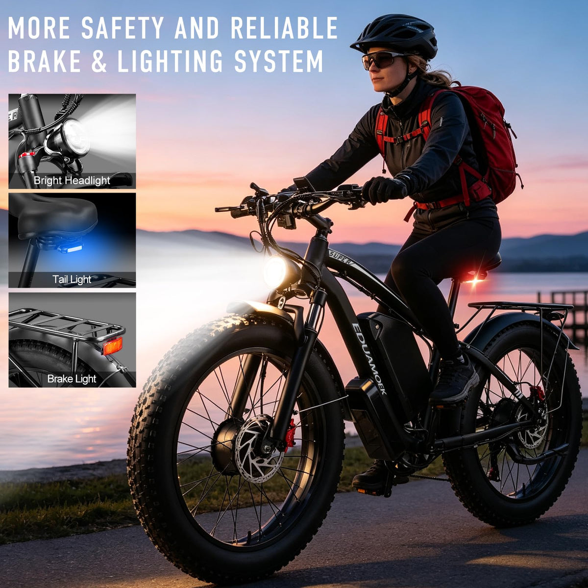 9000W-Peak 58V Peak 34Ah Dual-Motor-Ebike for Adult Max 48MPH Up to 105 Mi