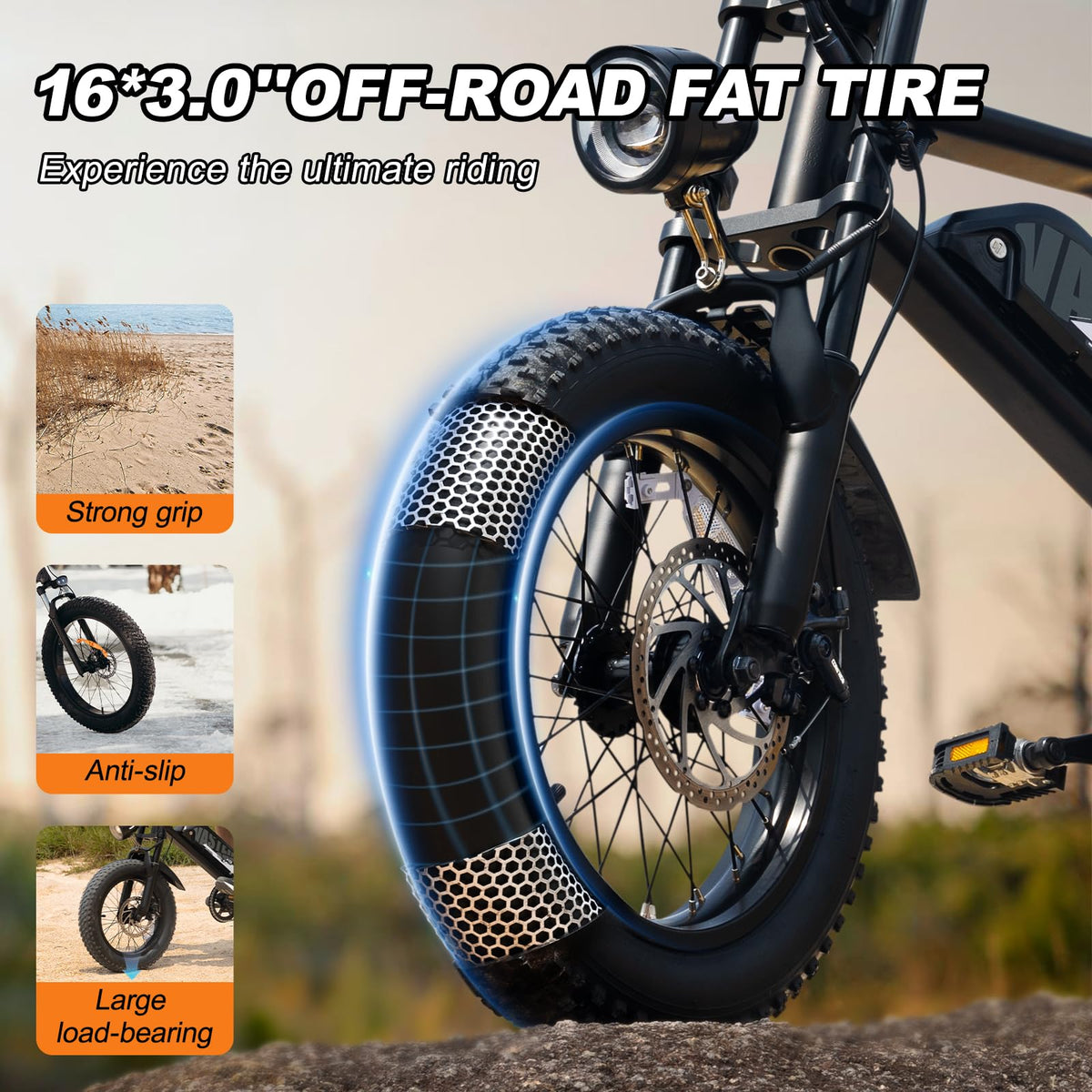 Electric Bike for Adults, A13 1000W Peak 16'' E-Bike, 20MPH Speed &45 Miles