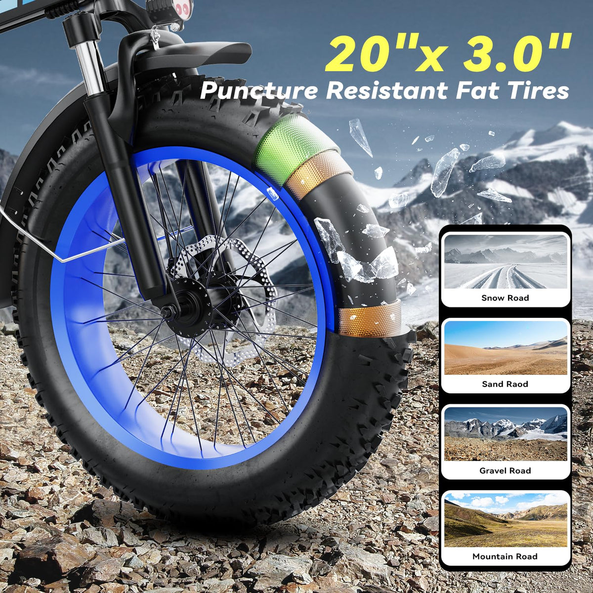 EUYBIKE Foldable Electric Bike for Adults, 48V 20Ah Removable Battery