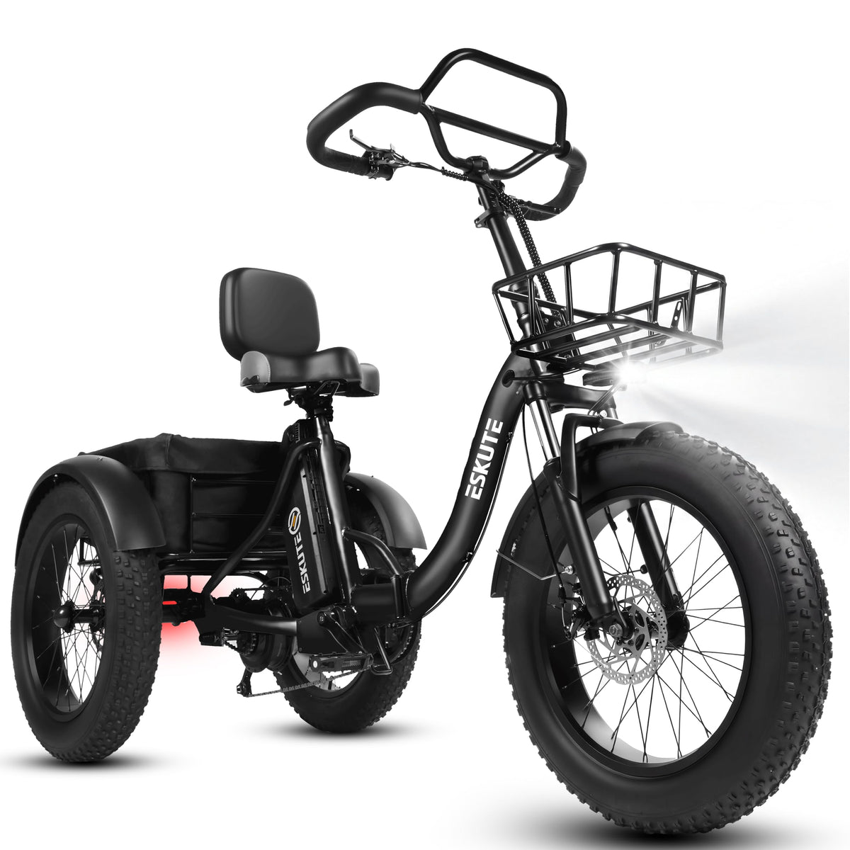 ESKUTE T300 Pro Electric Trike for Adults, 998.4Wh Long-Range Battery, 1200W Peak Motor, 20