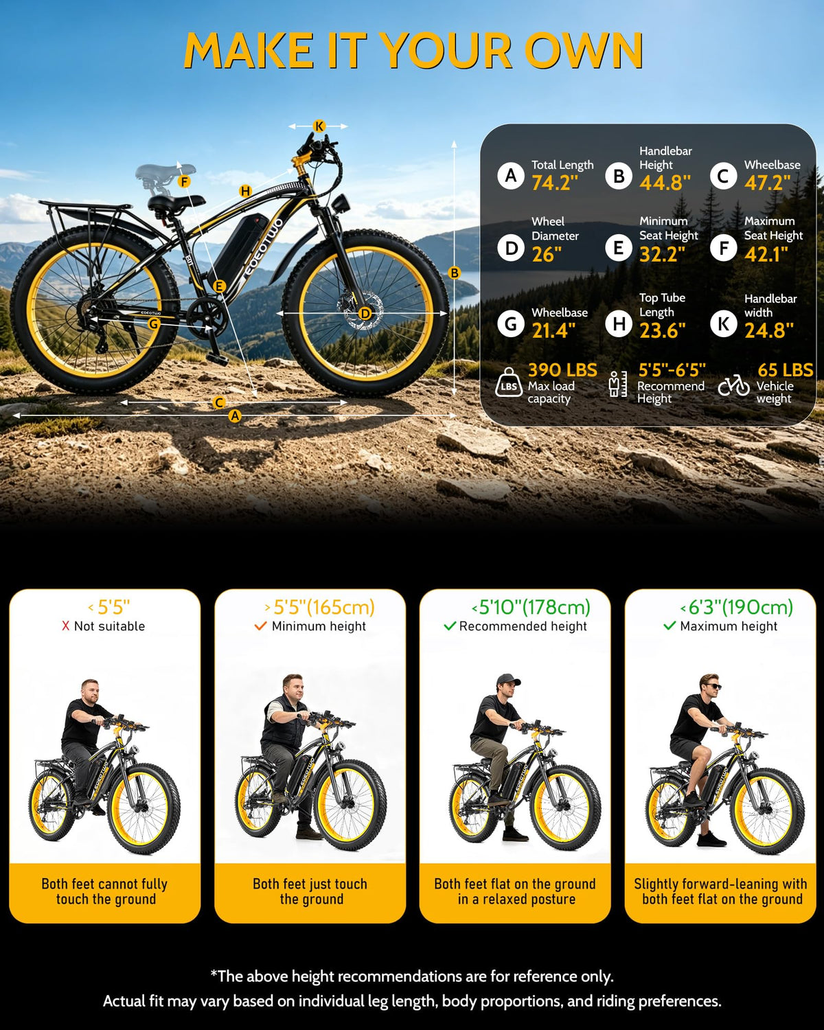 EOEOTWO Electric Bike for Adults, 26