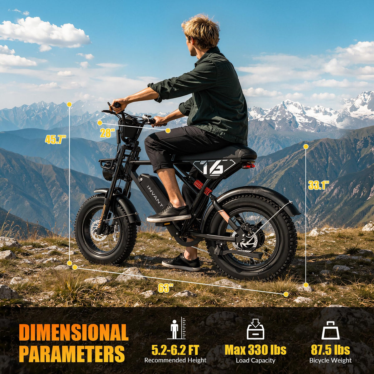 INVANTI Electric Bike for Adults,48V15Ah Removable Battery Ebike,Peak 1500W Motor,20