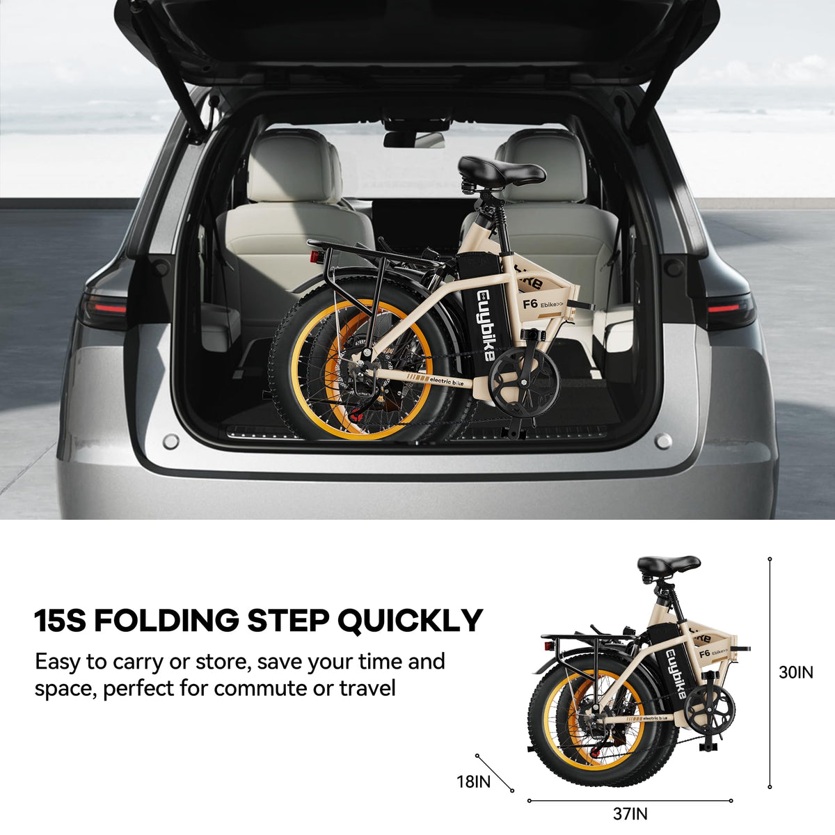 EUYBIKE Foldable Electric Bike for Adults, 48V 20Ah Removable Lithium Battery up to 80Miles, 20