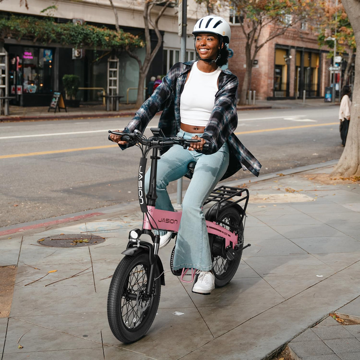 Jasion EB6 Foldable Electric Bike for Adults, 1200W Peak Motor 25 MPH EBike
